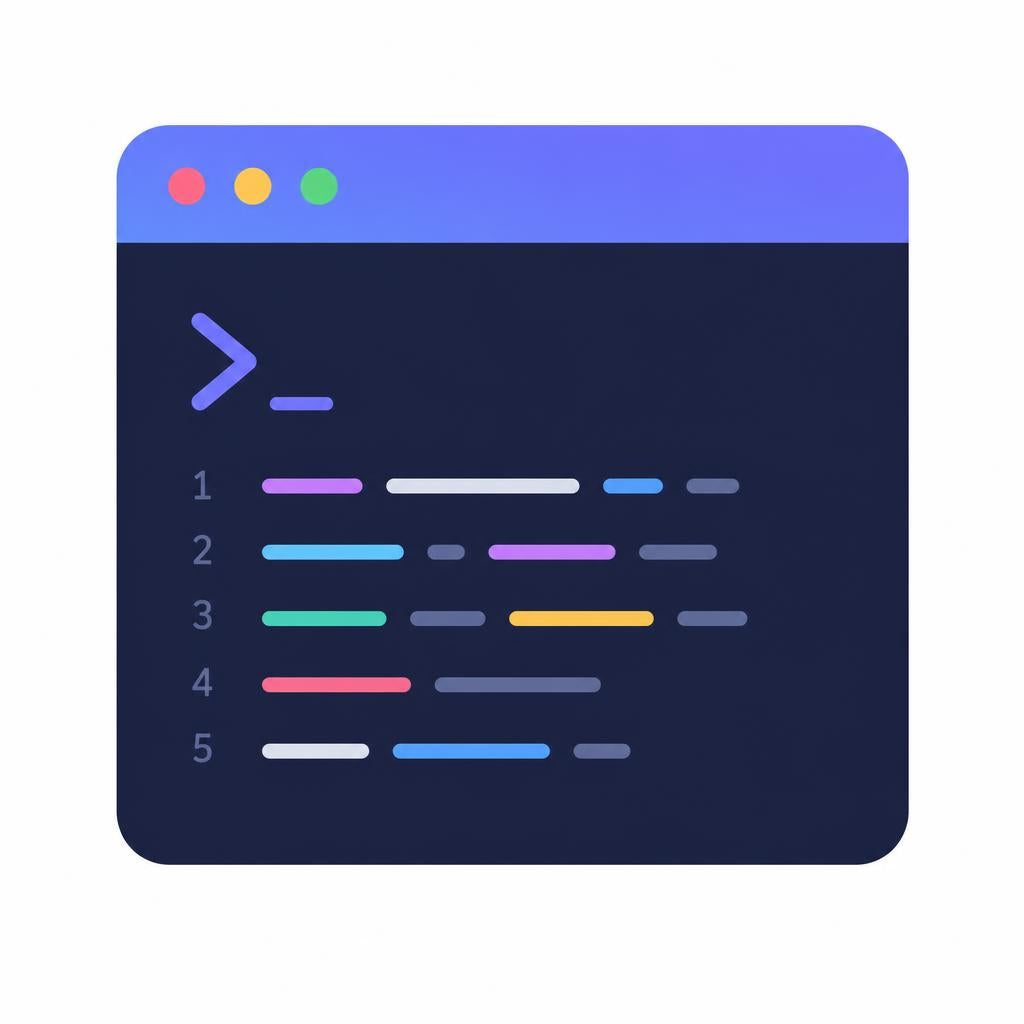 Illustration of a terminal window with colorful text on a white background