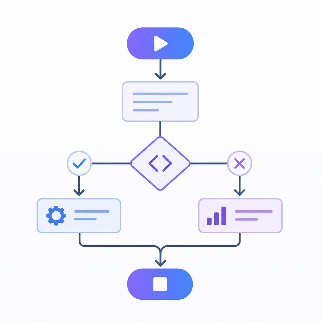 Flowchart with various process symbols on a white background